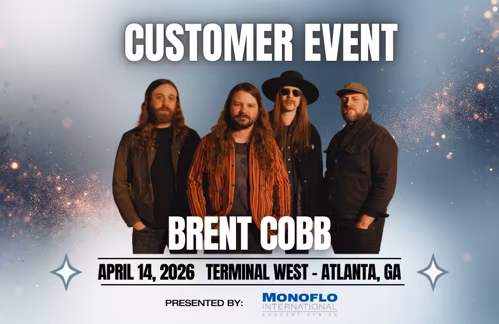 Monoflo Concert Series invitation showing Brent Cobb band.